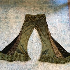 Minerva’s Antennae Velvet Green Flare Pants